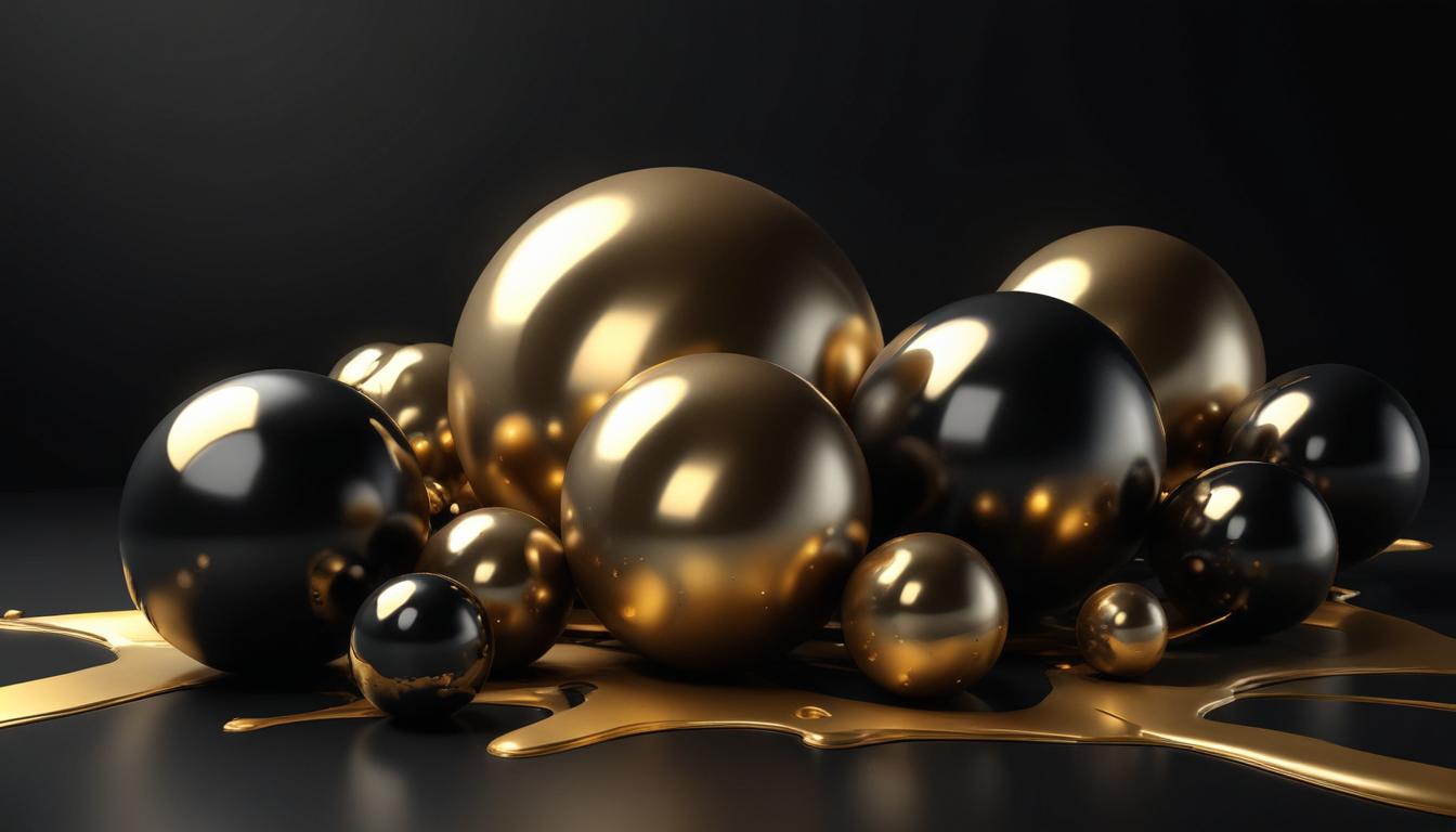 Gold and black spheres on black background Gold and black spheres on black background