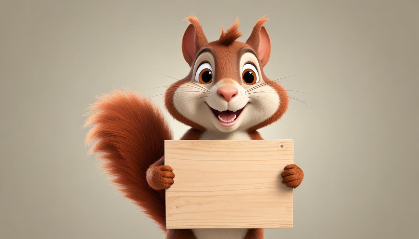 Smiling squirrel holding a sign Smiling squirrel holding a sign