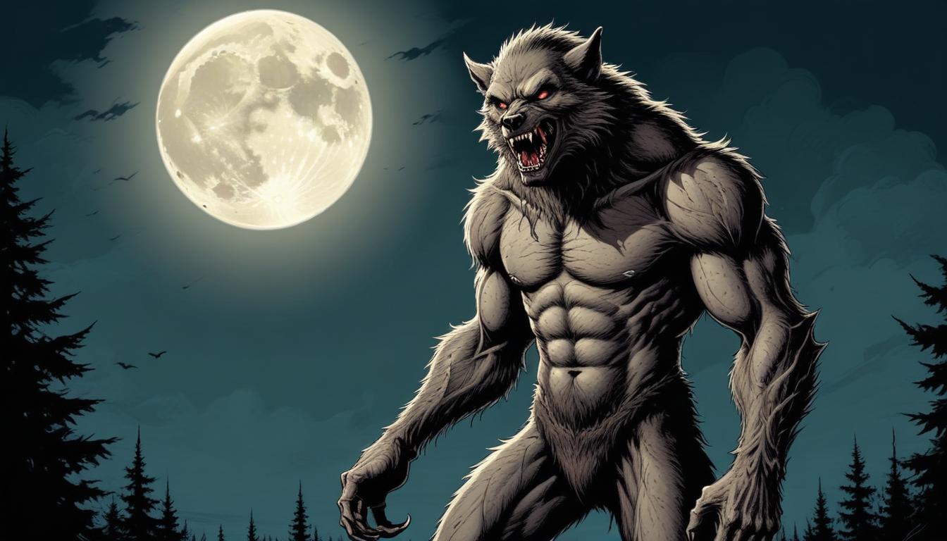Werewolf under full moon Werewolf under full moon