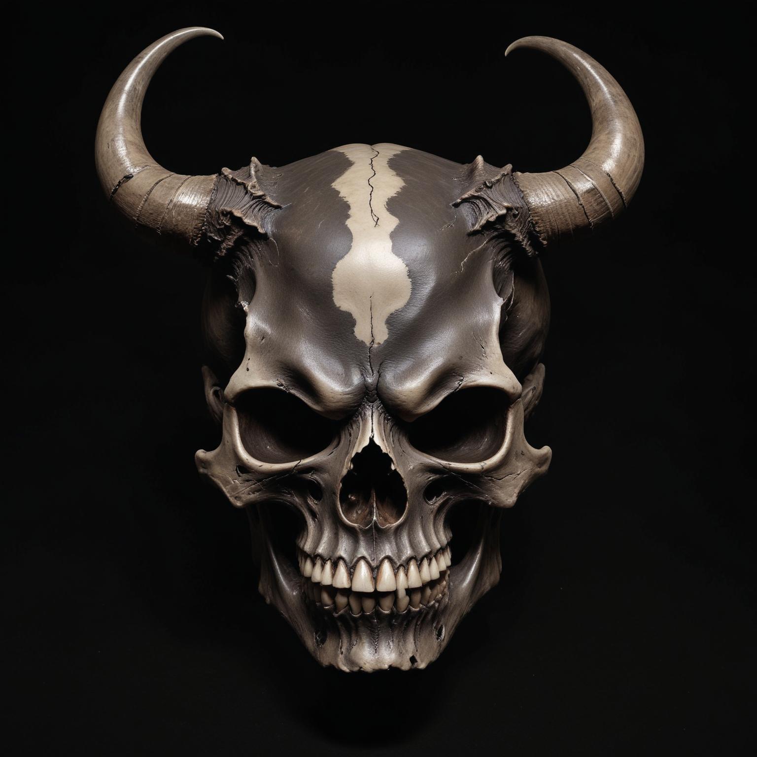 Demon skull with horns on black background Demon skull with horns on black background