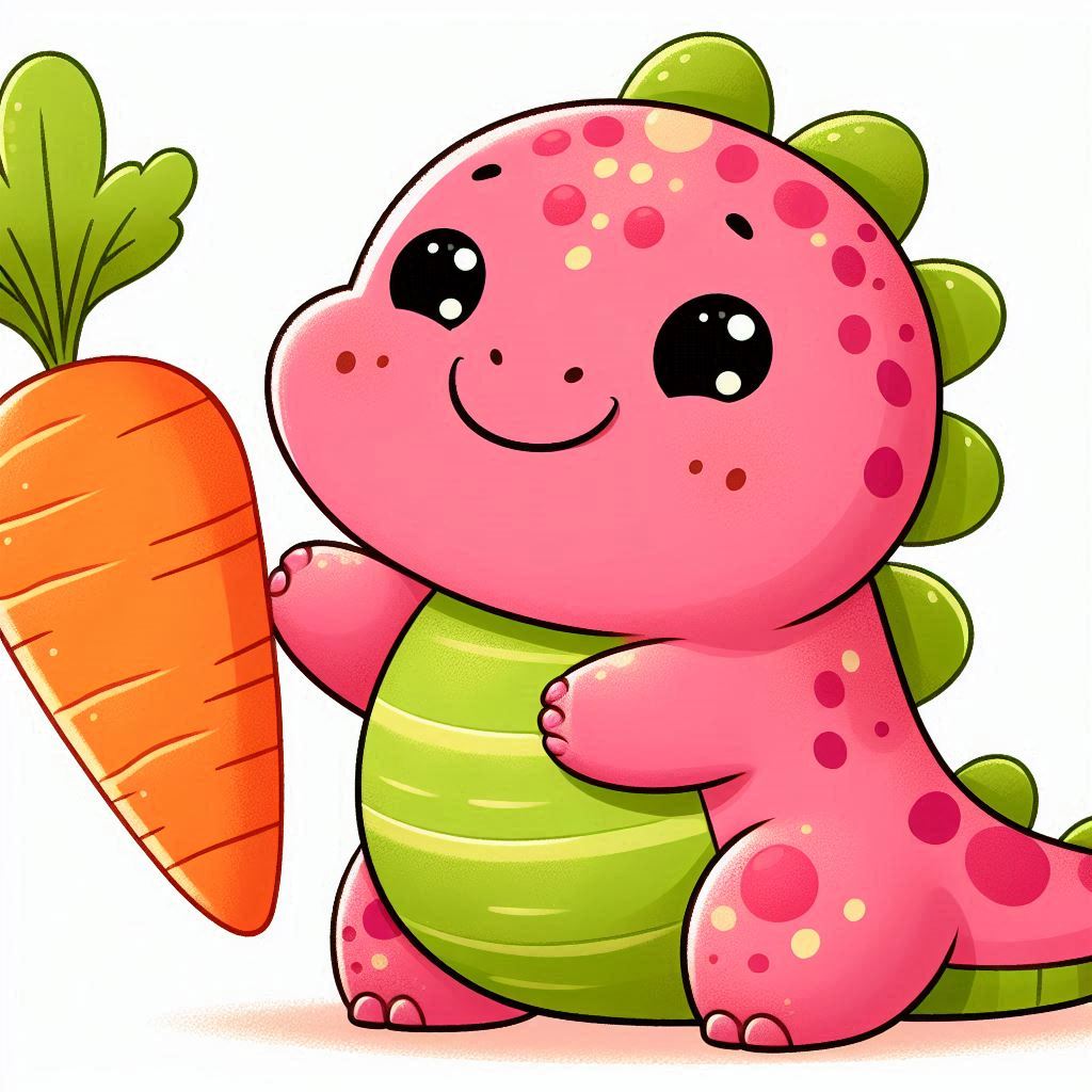 Cute dinosaur holding a carrot Cute dinosaur holding a carrot