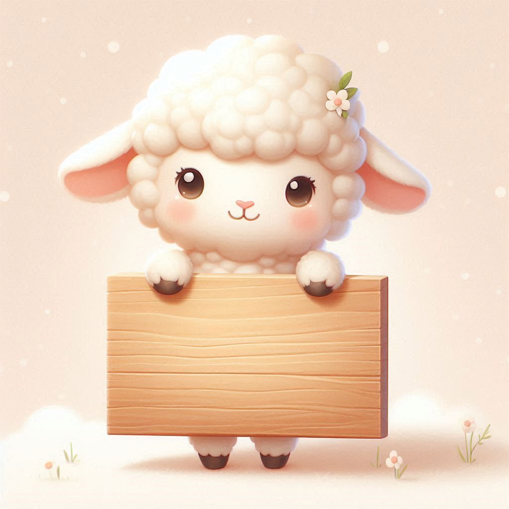 Cute lamb holding a wooden sign Cute lamb holding a wooden sign