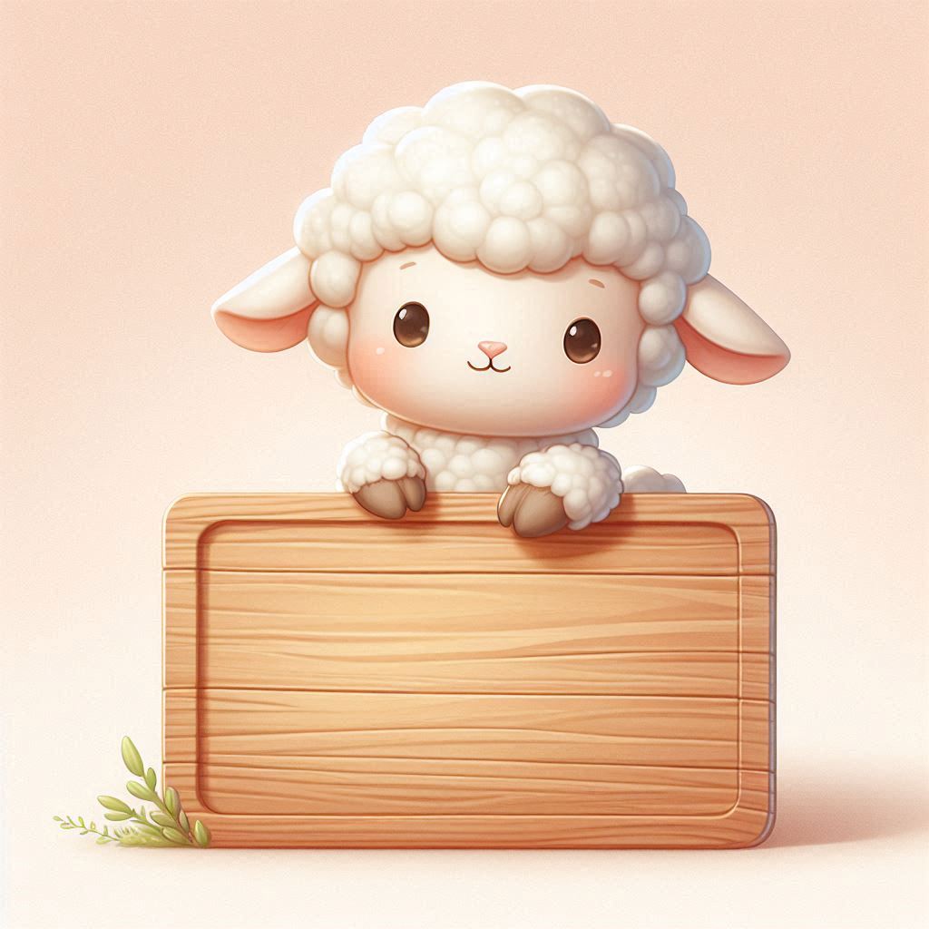 Cute lamb holding wooden sign Cute lamb holding wooden sign