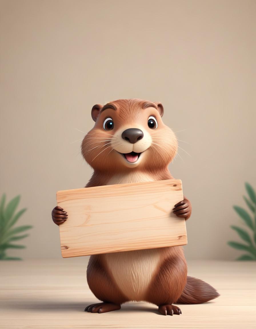 Smiling squirrel holding sign Smiling squirrel holding sign