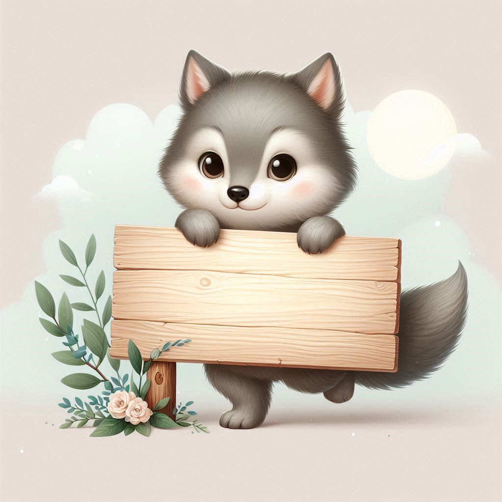 Cute wolf holding a sign Cute wolf holding a sign