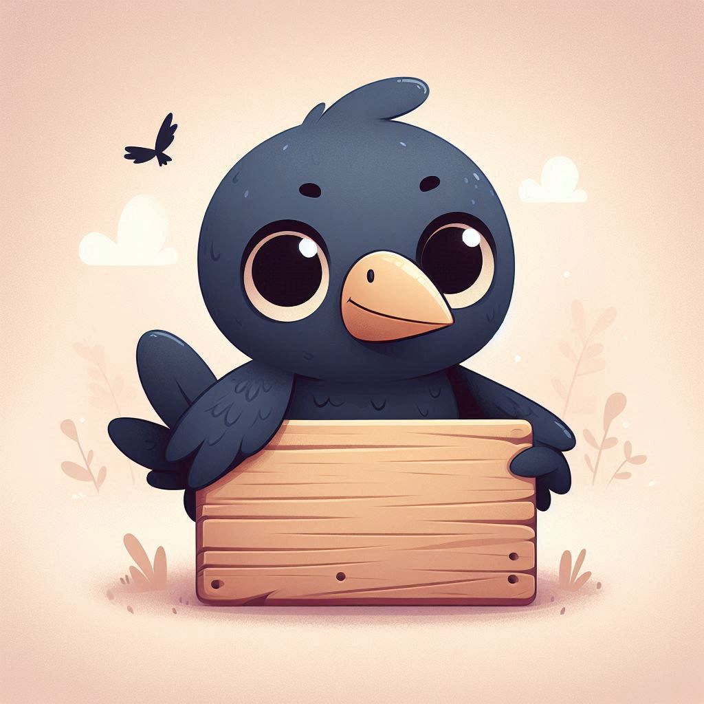 Cute cartoon bird holding sign Cute cartoon bird holding sign