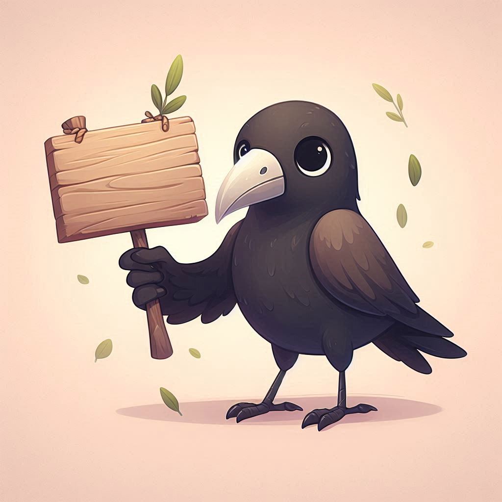 Cute cartoon raven holding a sign Cute cartoon raven holding a sign