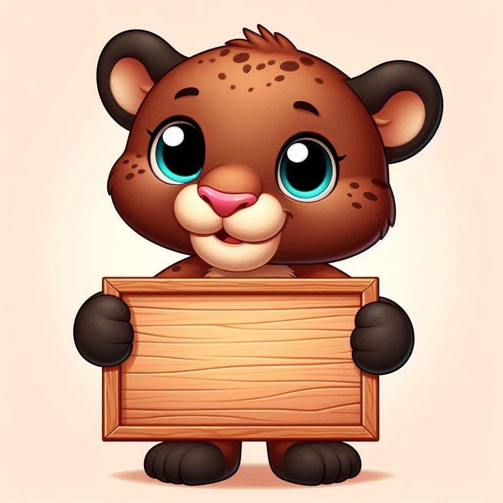 Cute leopard holding a wooden sign Cute leopard holding a wooden sign