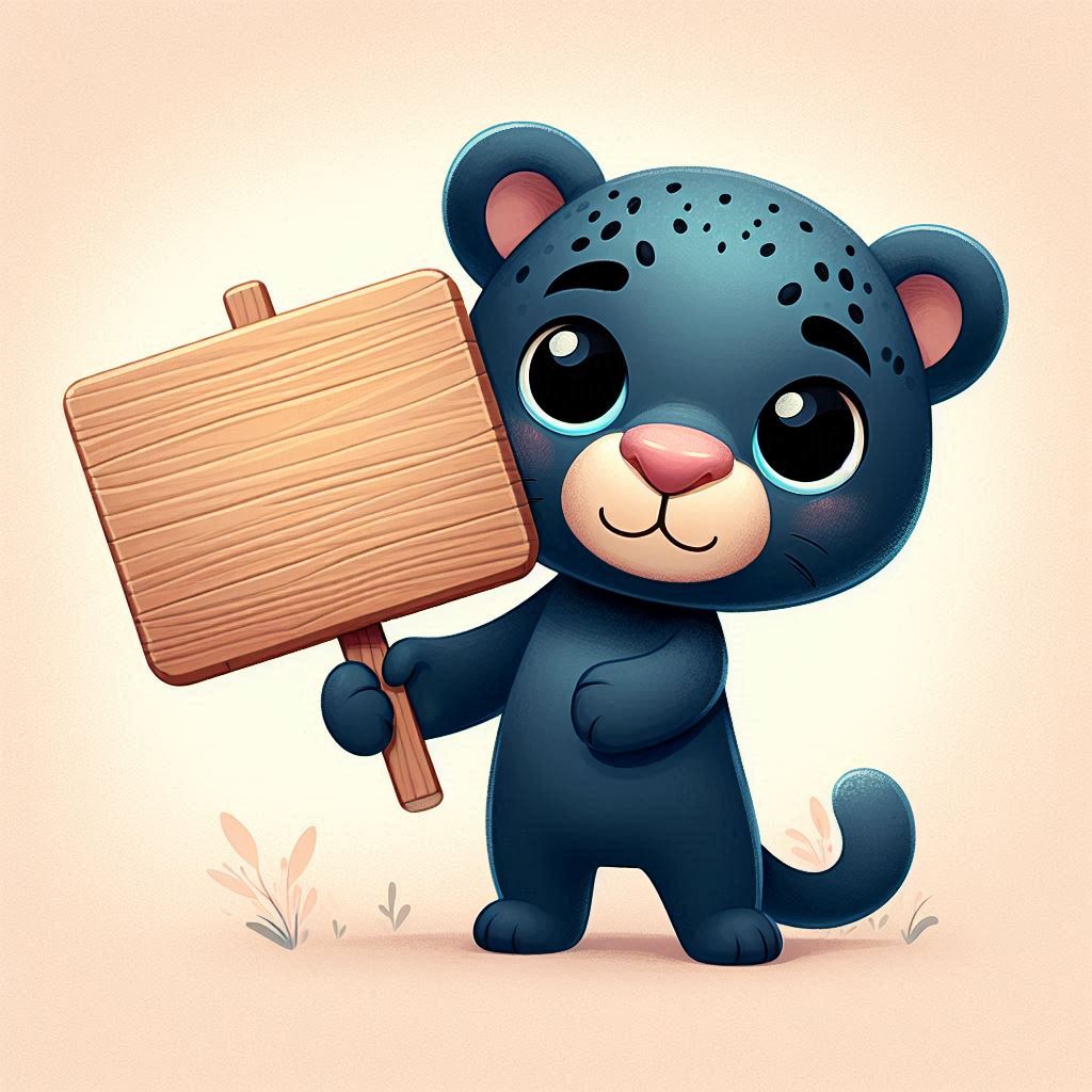 Cartoon black panther holding blank sign Cartoon black panther holding blank sign