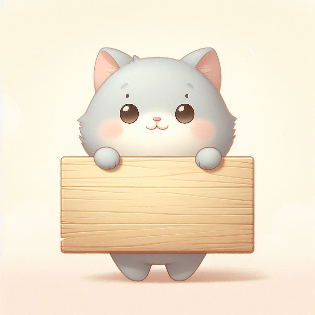 Cute cat holding wooden sign Cute cat holding wooden sign