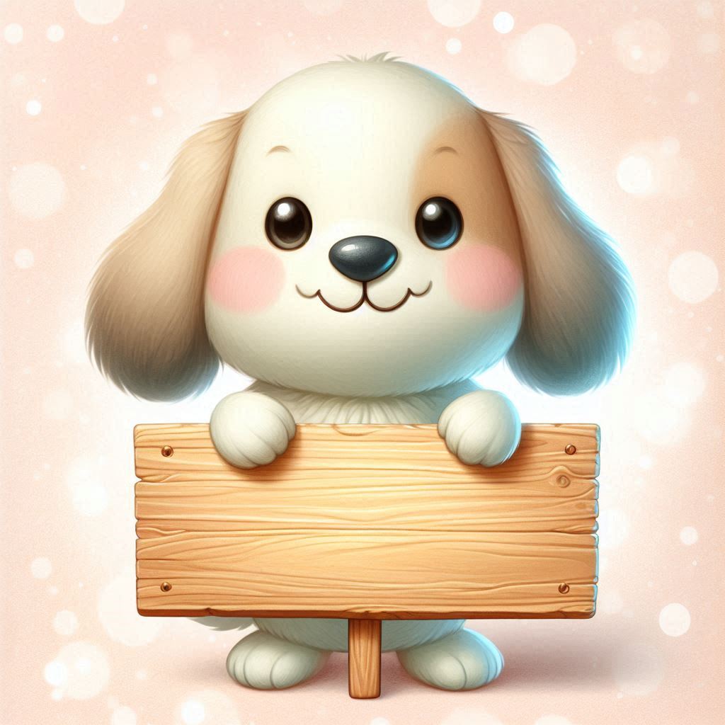 Cute puppy holding blank sign Cute puppy holding blank sign