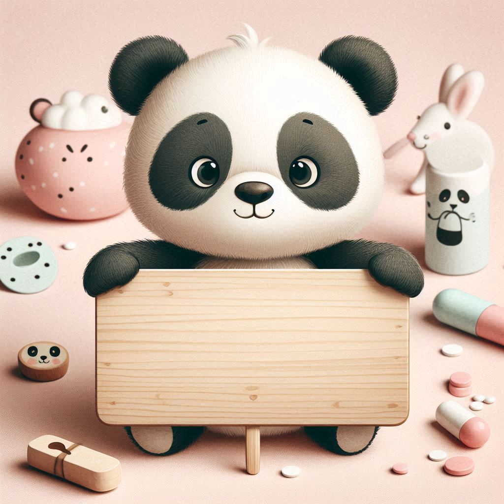 Cute panda holding sign Cute panda holding sign
