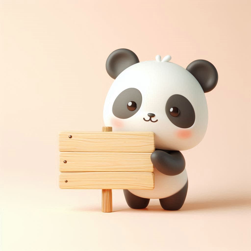 Cute panda holding wooden sign Cute panda holding wooden sign