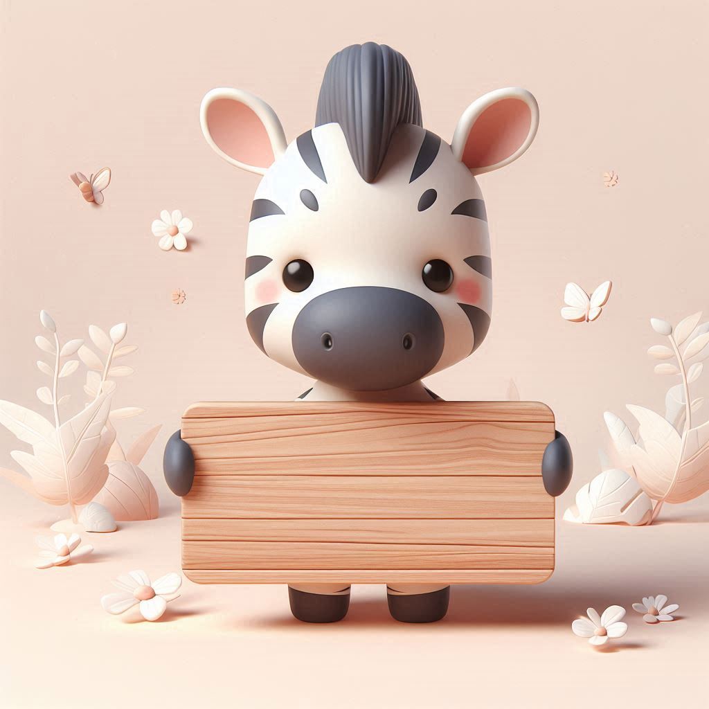 Cute zebra holding wooden sign Cute zebra holding wooden sign