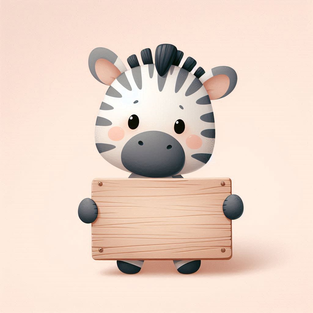 Cute zebra holding wooden sign Cute zebra holding wooden sign