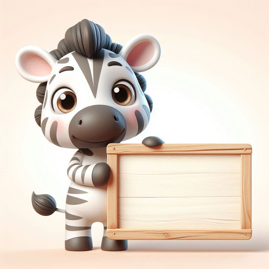 Cute zebra holding wooden sign Cute zebra holding wooden sign