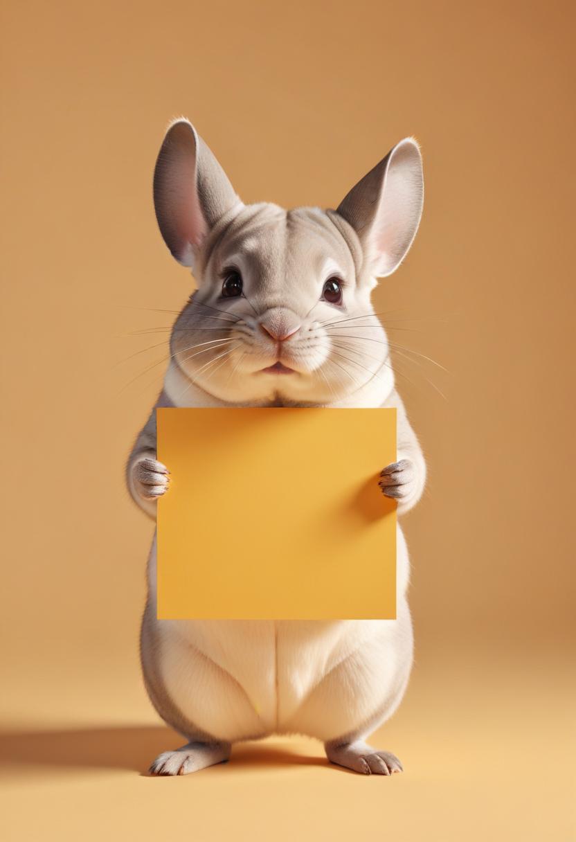 Chinchilla holding a yellow sign Chinchilla holding a yellow sign