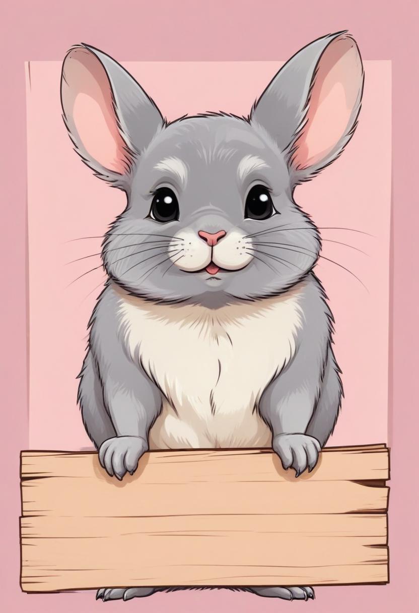 Cute chinchilla holding wooden sign Cute chinchilla holding wooden sign