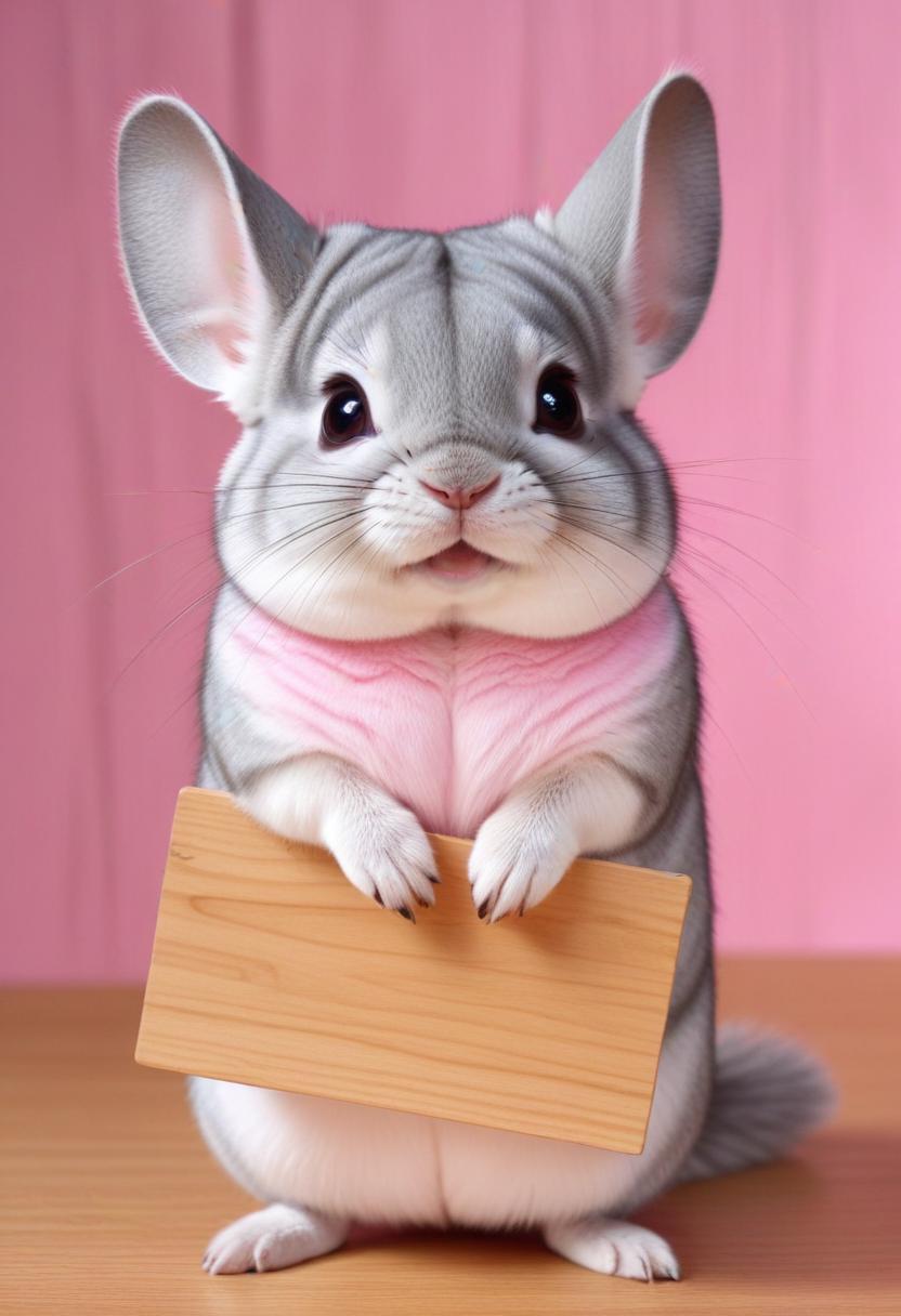 Chinchilla holding wooden sign Chinchilla holding wooden sign