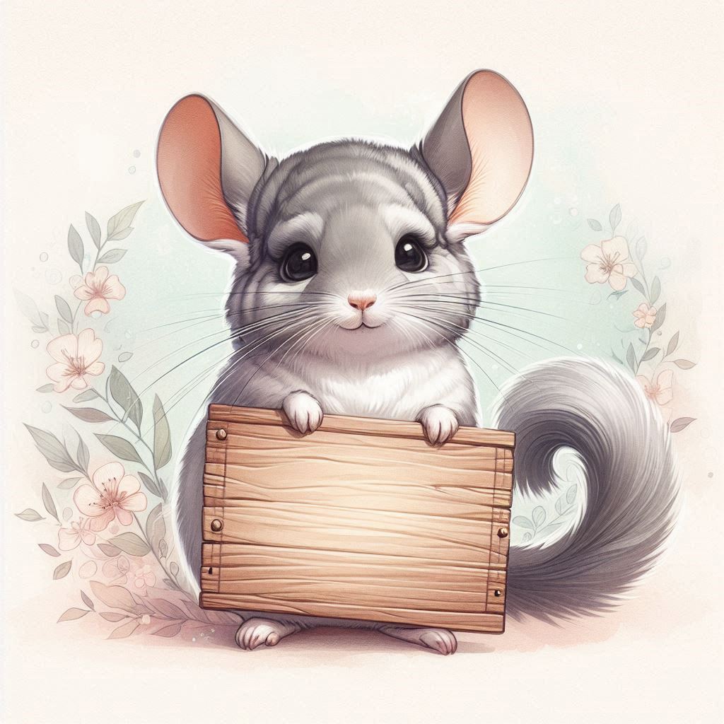 Chinchilla holding wooden sign Chinchilla holding wooden sign