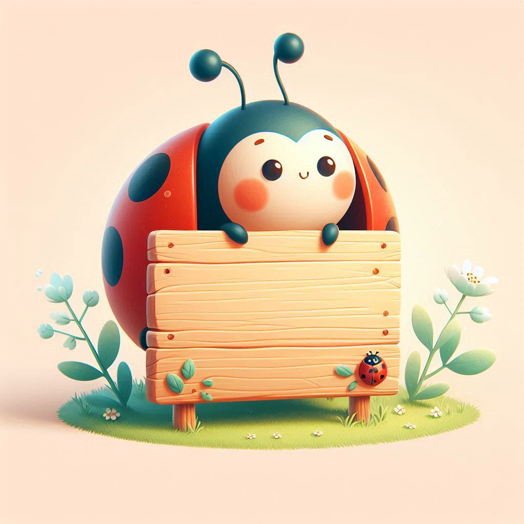 Ladybug holding wooden sign Ladybug holding wooden sign