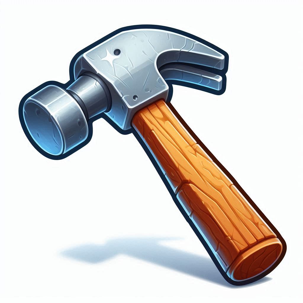 Cartoon hammer with wooden handle Cartoon hammer with wooden handle