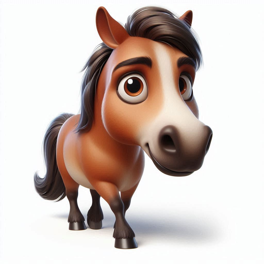Brown horse cartoon character walking Brown horse cartoon character walking