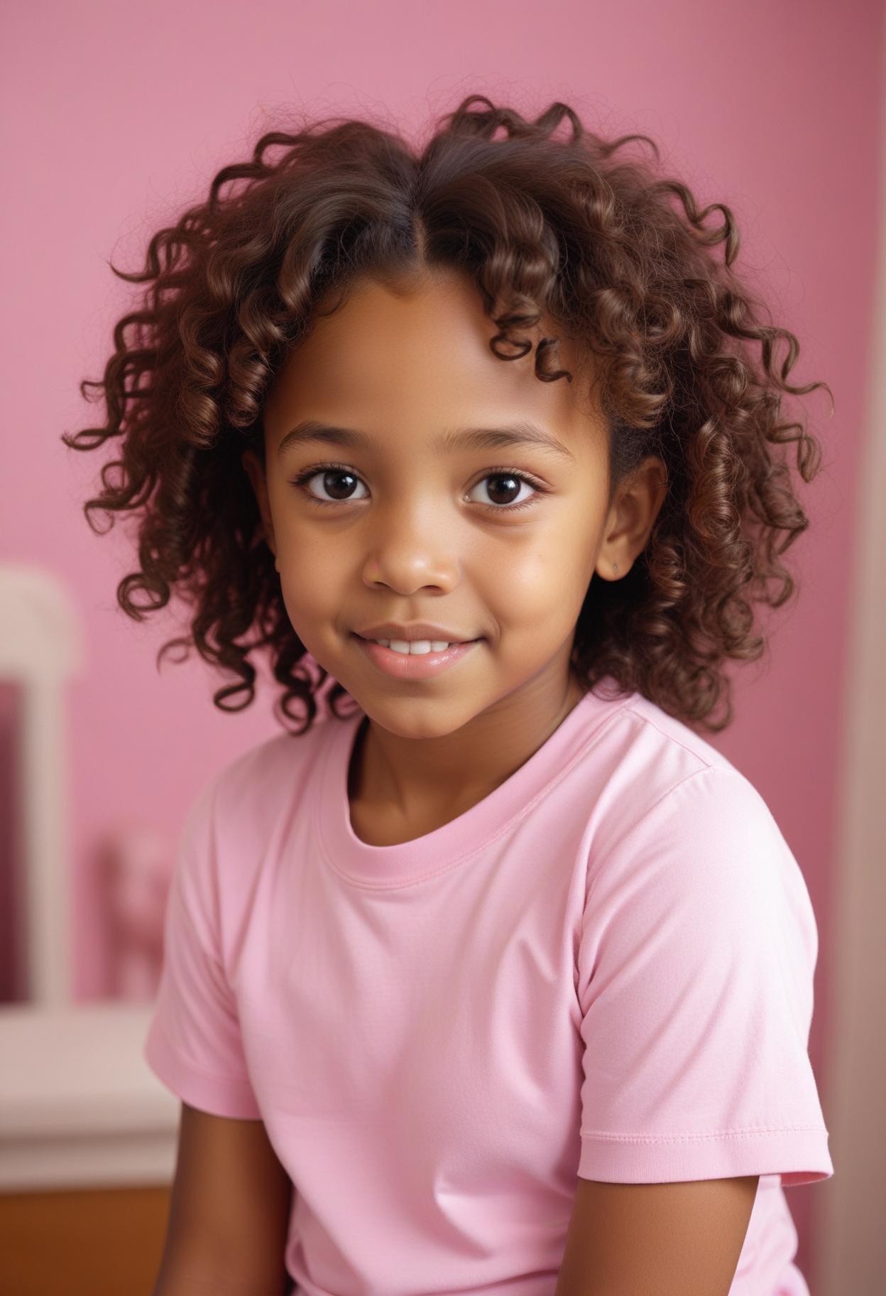 Girl with curly hair smiling Girl with curly hair smiling