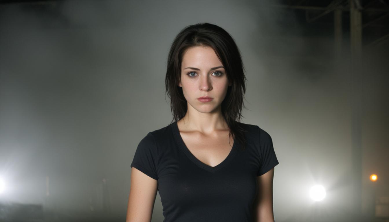 Woman standing in fog Woman standing in fog