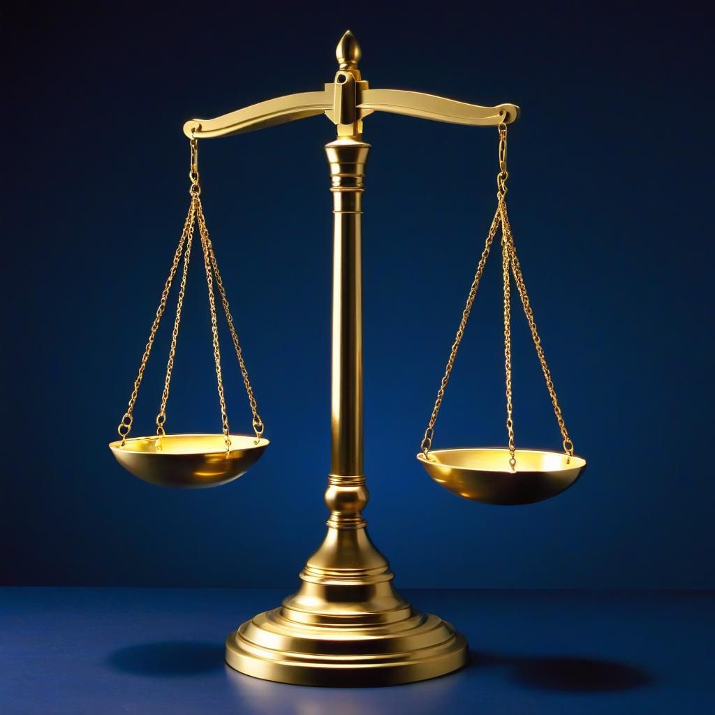 Golden scales of justice on blue background Golden scales of justice on blue background