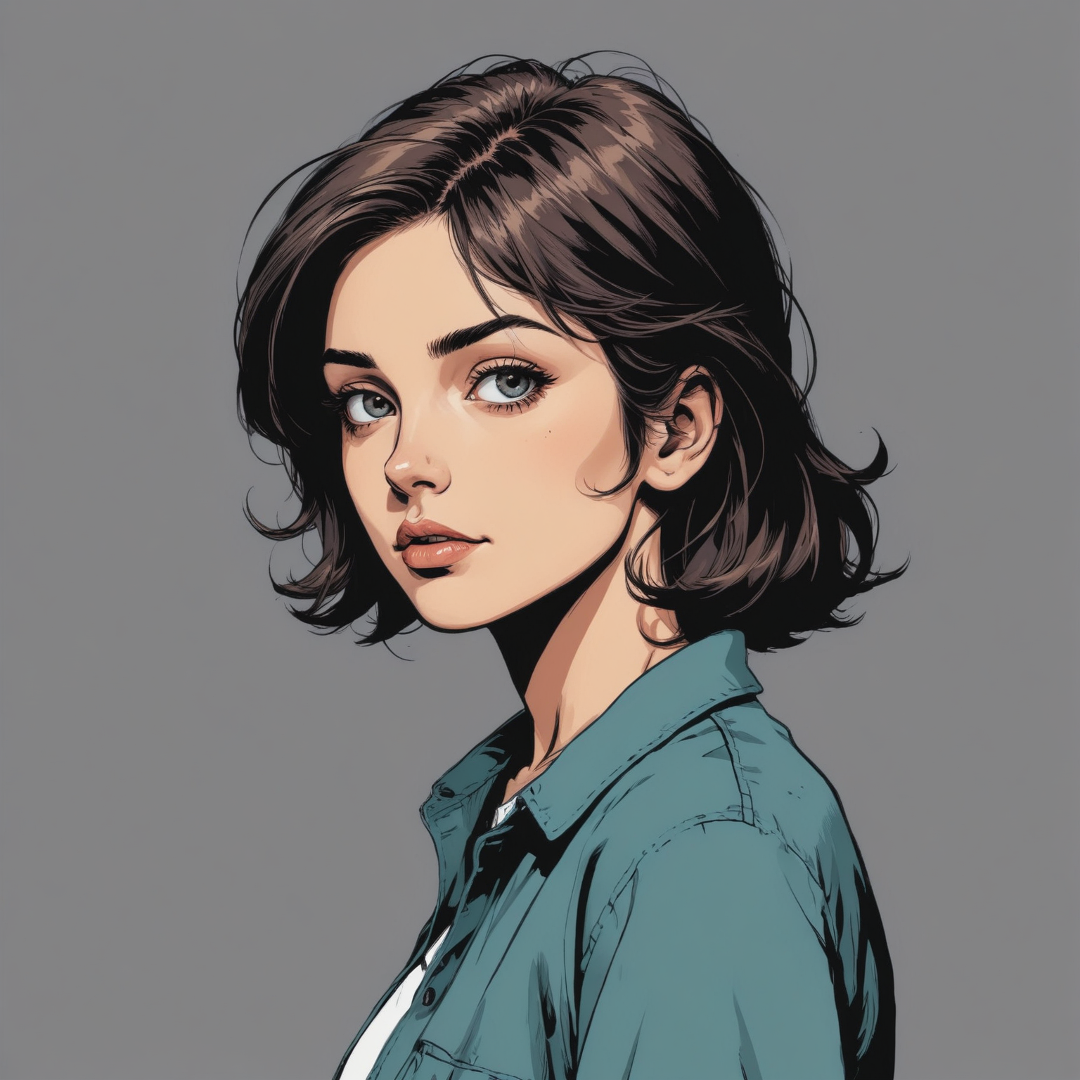 Digital illustration of woman with brown hair Digital illustration of woman with brown hair