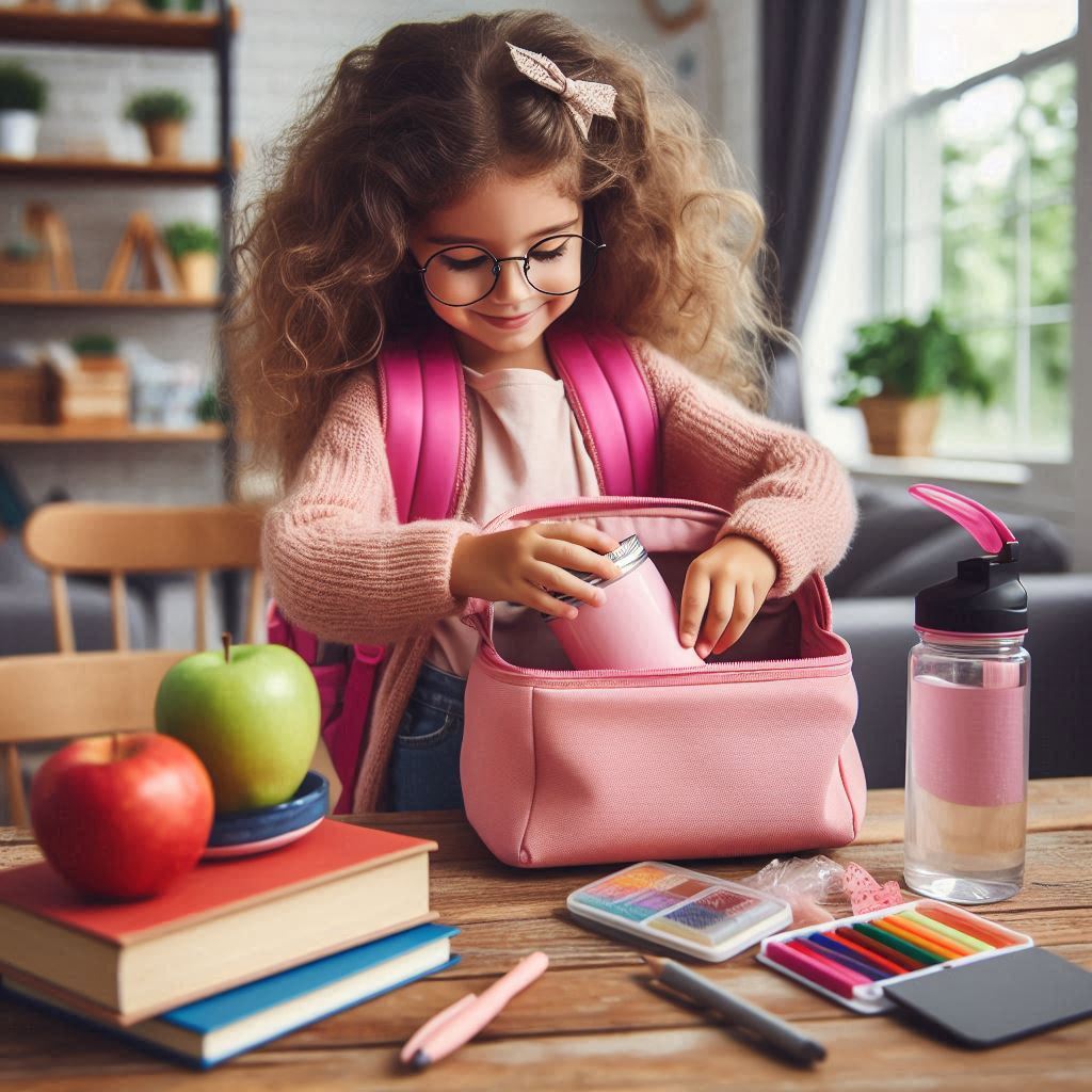 Girl packing lunch for school Girl packing lunch for school