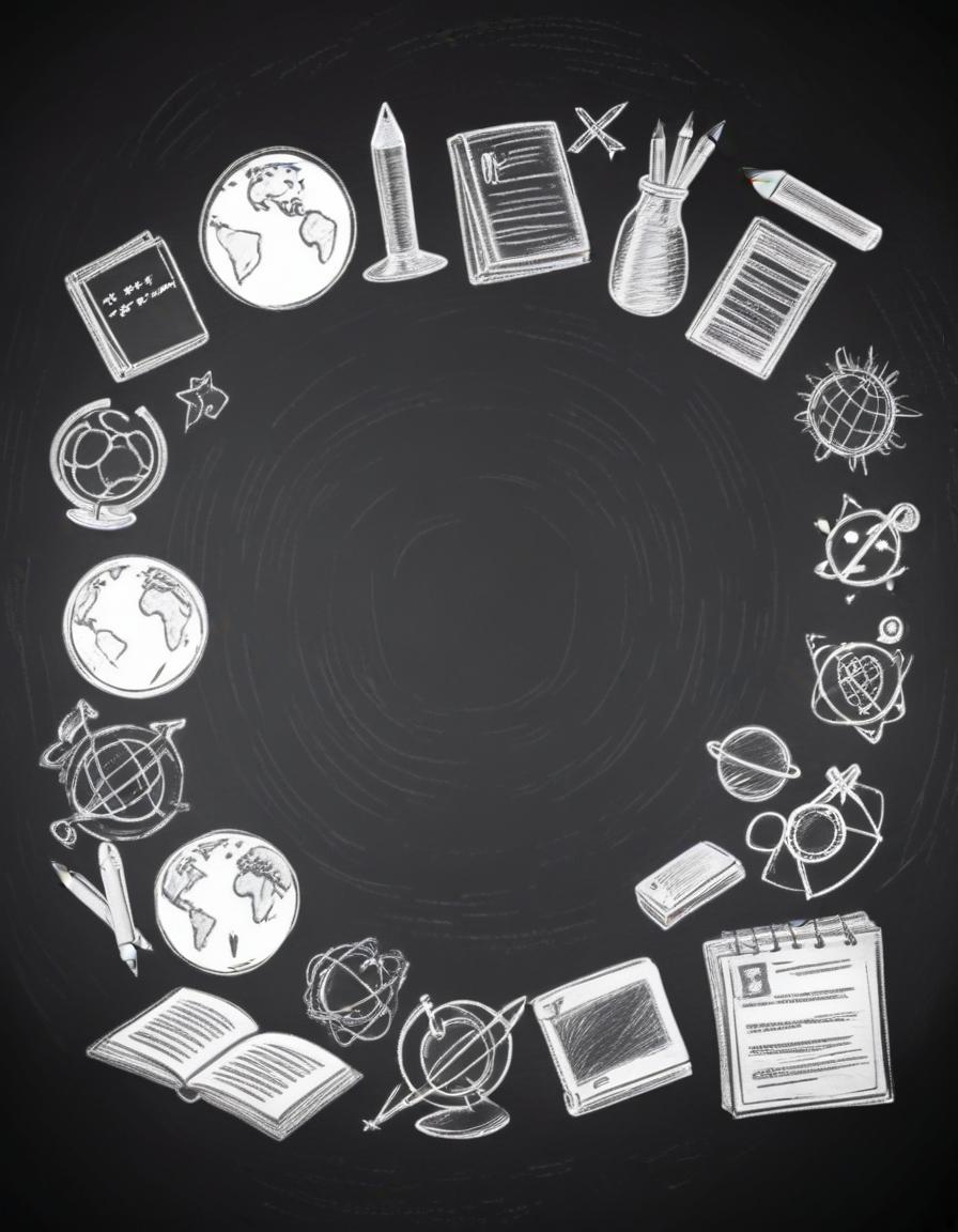 Chalkboard globe and school supplies Chalkboard globe and school supplies