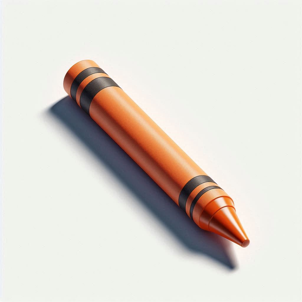 Orange crayon on white background Orange crayon on white background