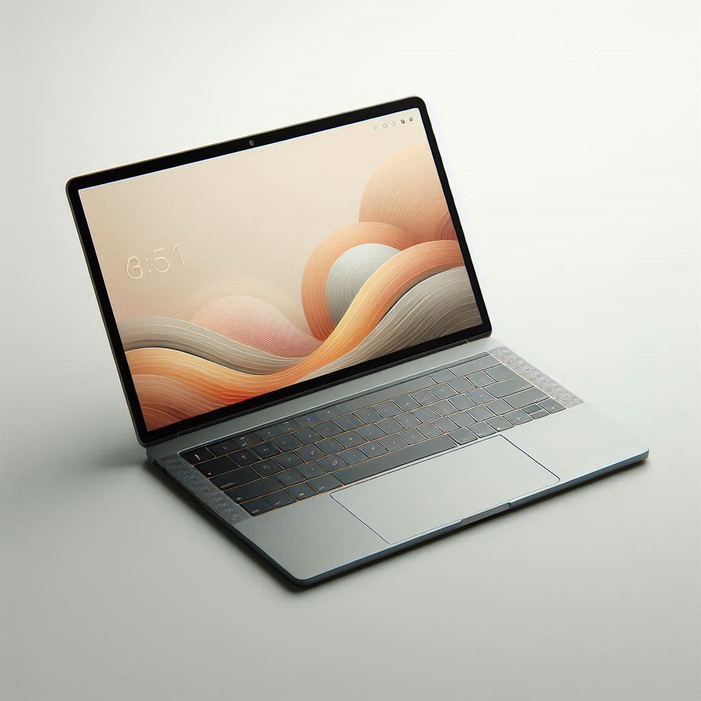 Laptop with abstract desktop wallpaper Laptop with abstract desktop wallpaper