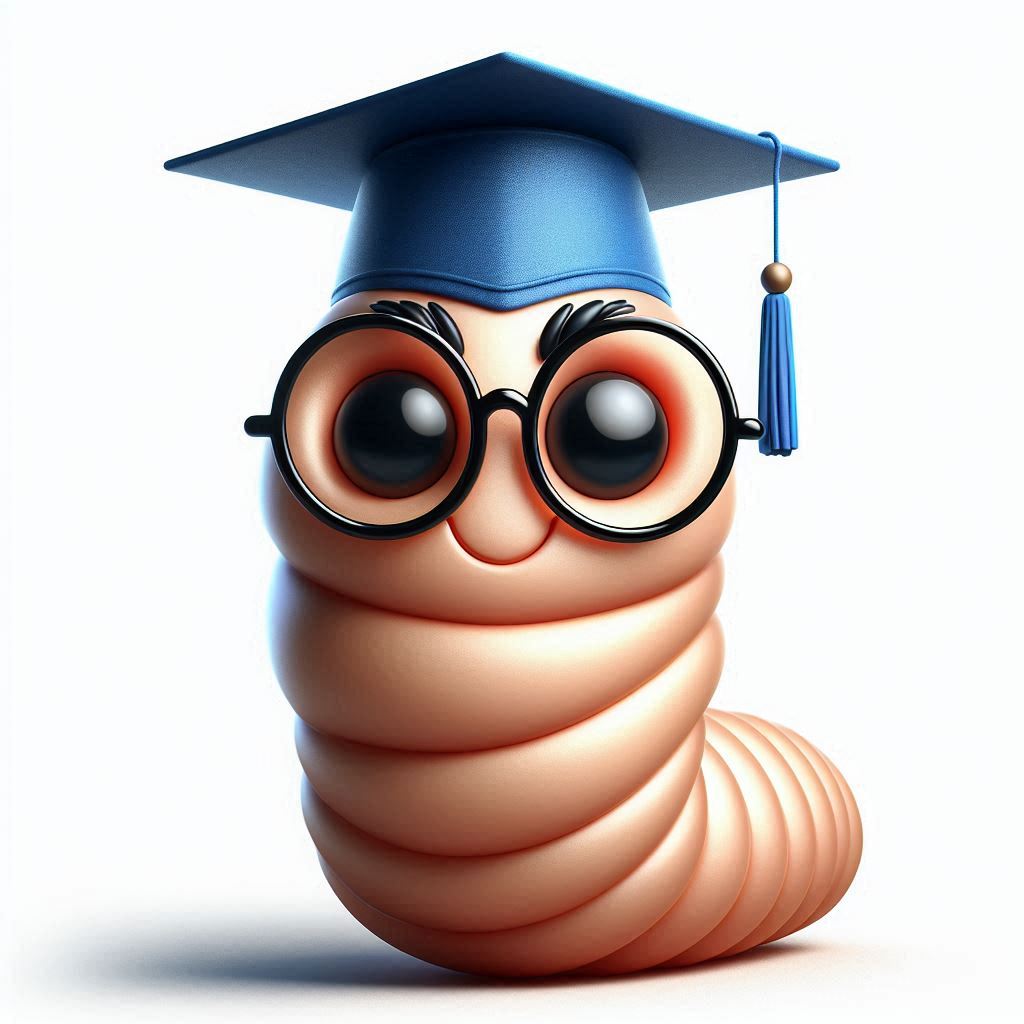 Smiling worm in graduation cap Smiling worm in graduation cap