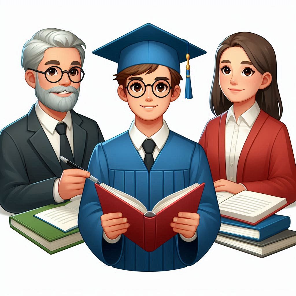 Graduate student studying with teacher and friend Graduate student studying with teacher and friend