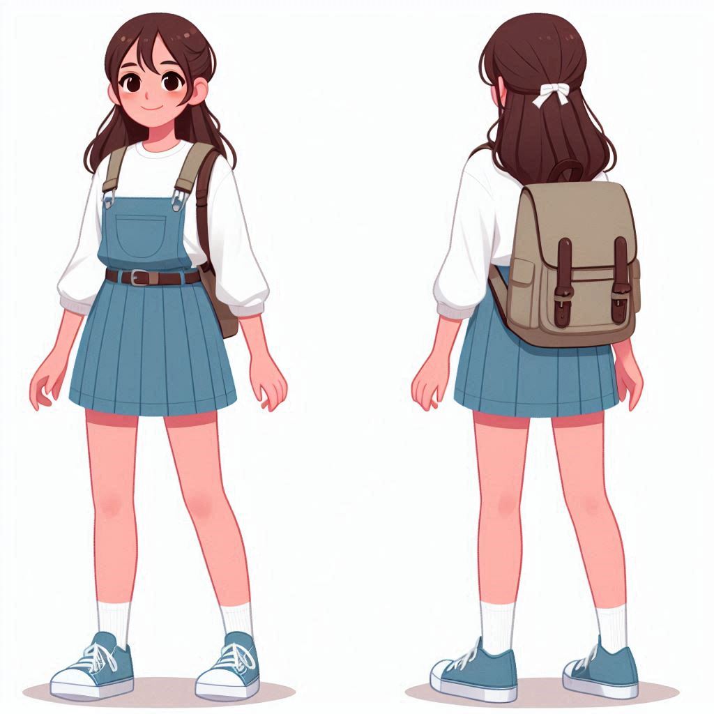 Anime girl in school uniform with backpack Anime girl in school uniform with backpack
