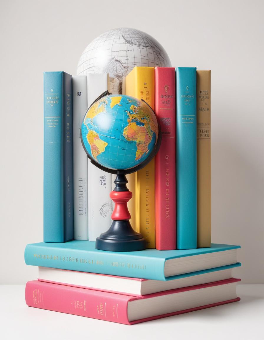 Globe and books on stack Globe and books on stack