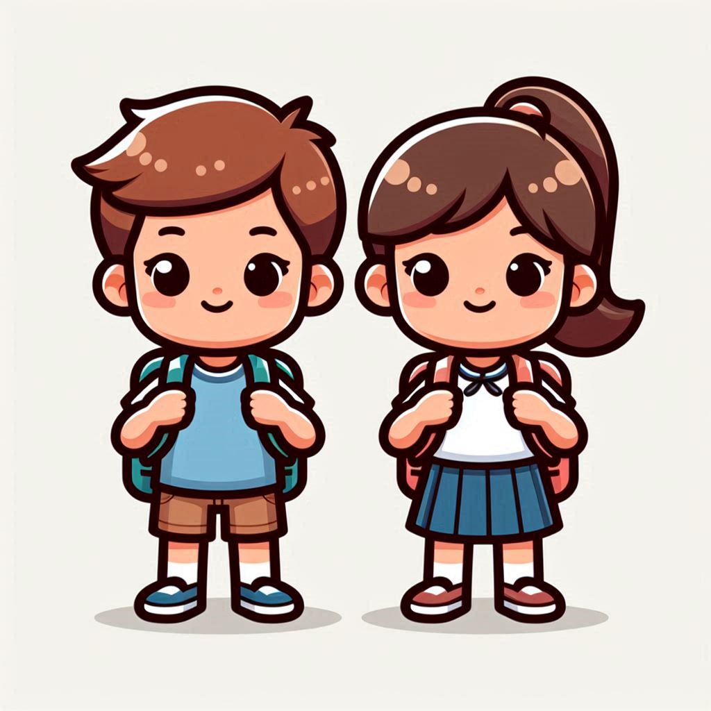 Cartoon kids ready for school Cartoon kids ready for school