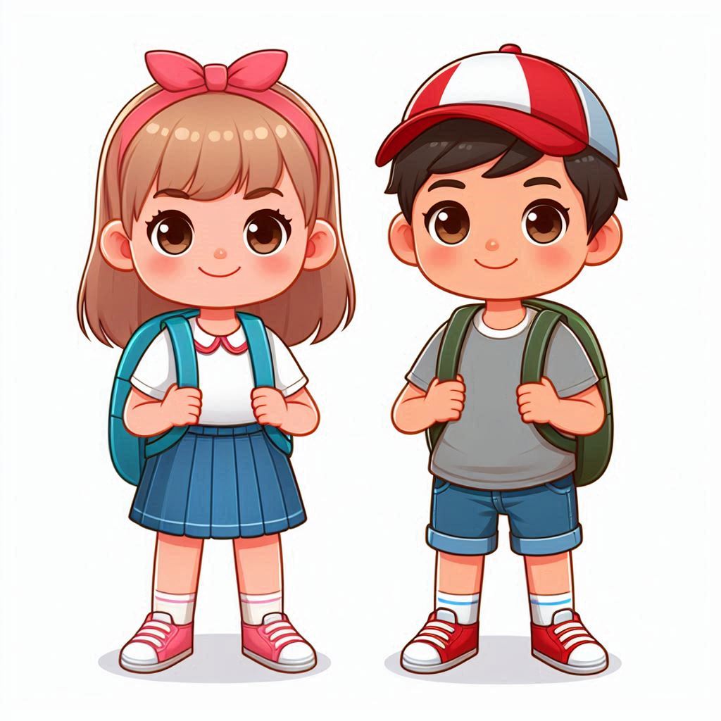 Girl and boy ready for school Girl and boy ready for school