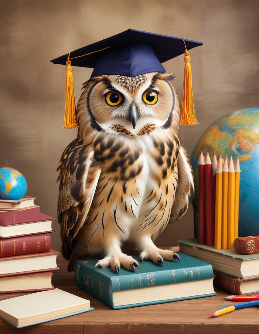 Owl graduate on books Owl graduate on books