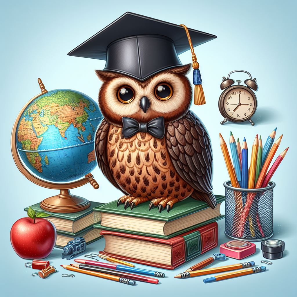 Graduate owl with school supplies Graduate owl with school supplies