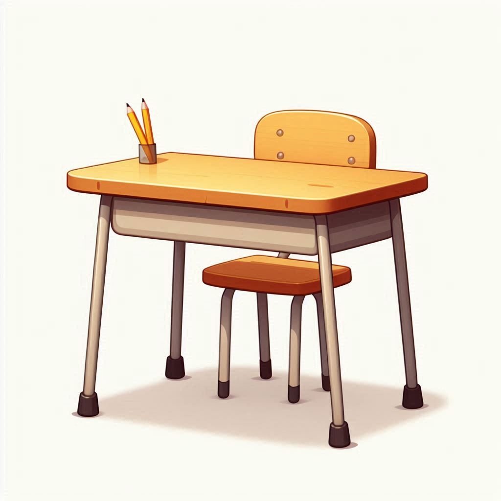 Empty school desk with pencils Empty school desk with pencils