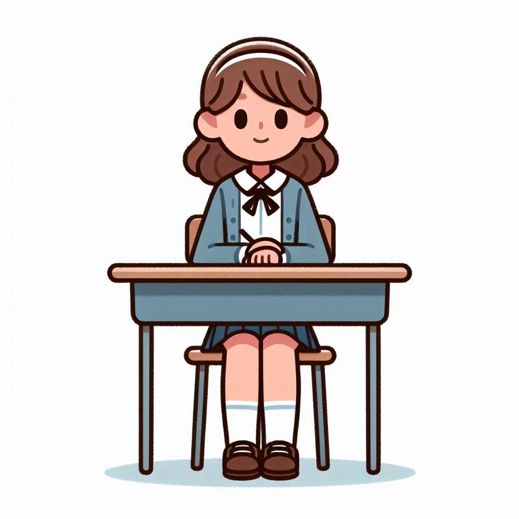 Girl sitting at desk Girl sitting at desk