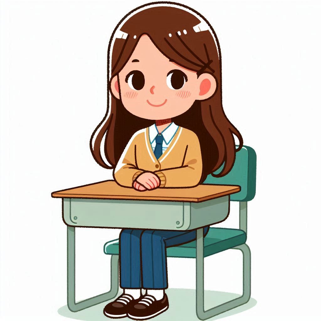 Girl sitting at desk in classroom Girl sitting at desk in classroom
