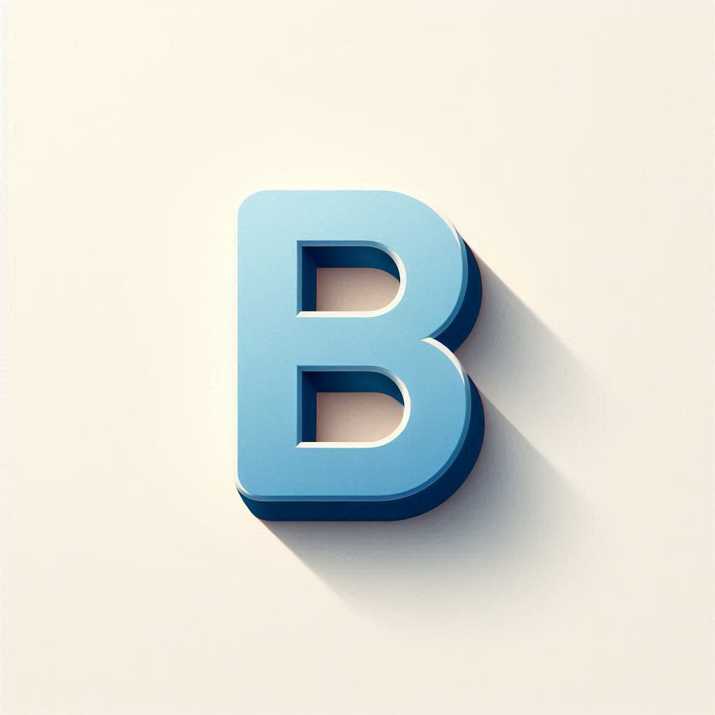 3d light blue letter b against light background 3d light blue letter b against light background