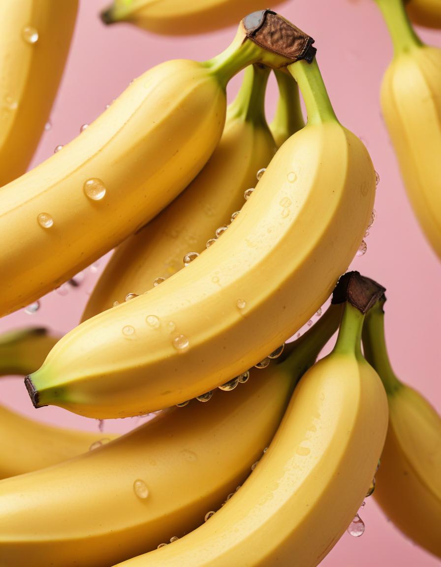 Freshly picked bananas on pink background Freshly picked bananas on pink background
