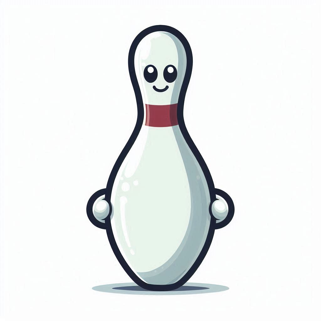 Cartoon bowling pin smiling with hands Cartoon bowling pin smiling with hands