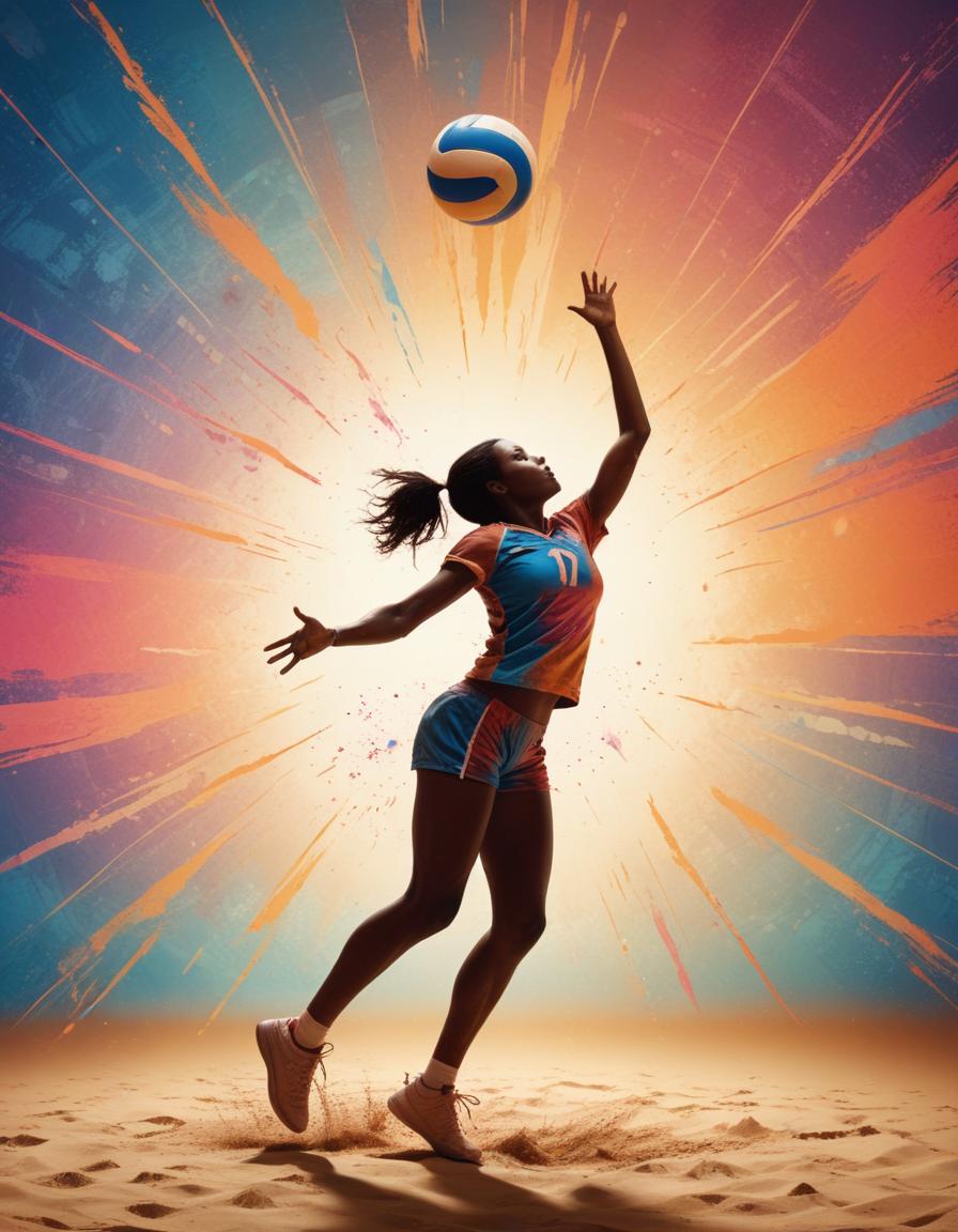 Volleyball player jumping with colorful background Volleyball player jumping with colorful background
